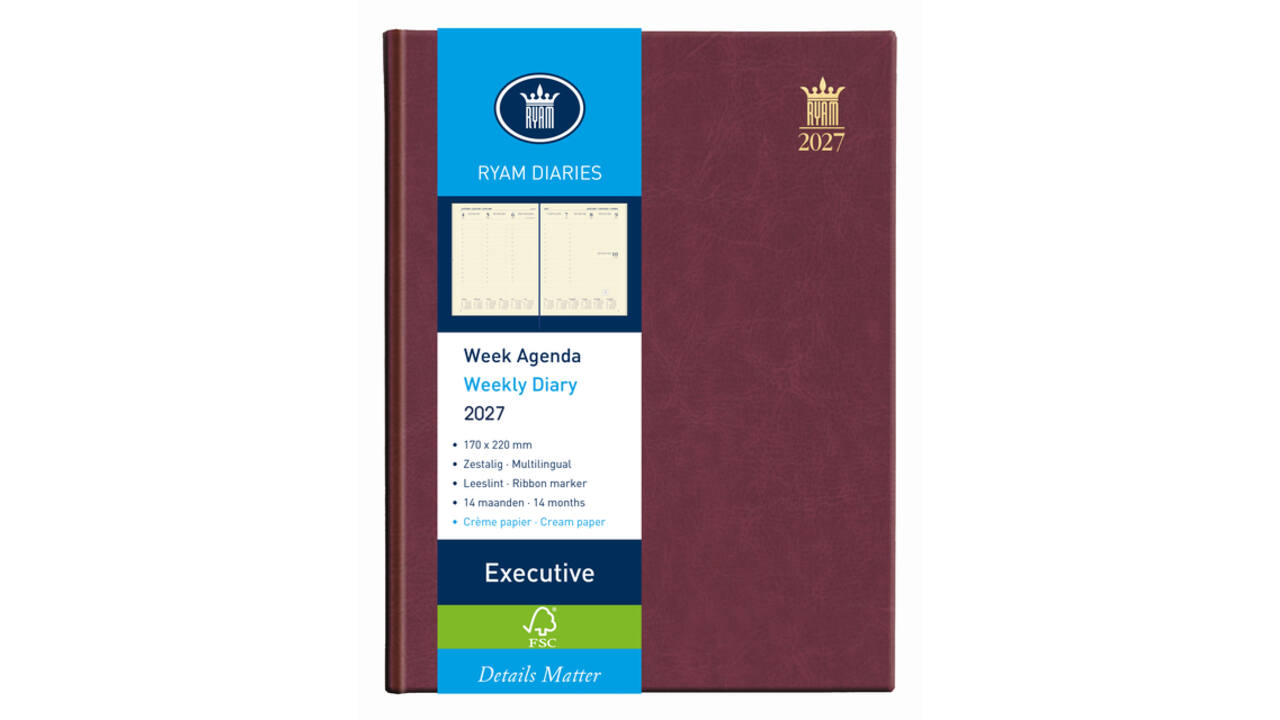 Agenda 2027 Ryam Executive Mundior 7dagen/2pagina's bordeaux