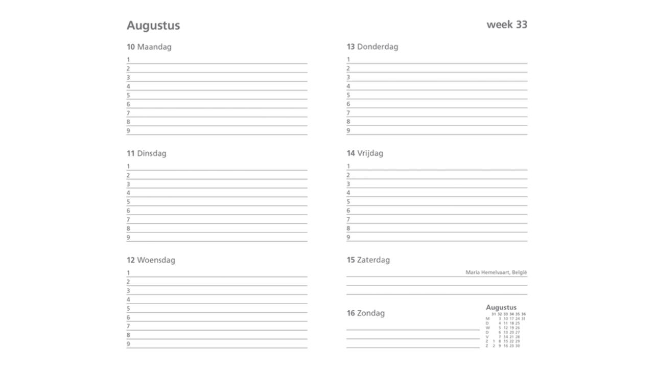 Schoolagenda 2026-2027 Ryam Cursus DeLuxe 7dagen/2pagina's zwart