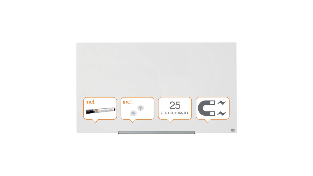 Glasbord Nobo Impression Pro 126x71cm briljant wit