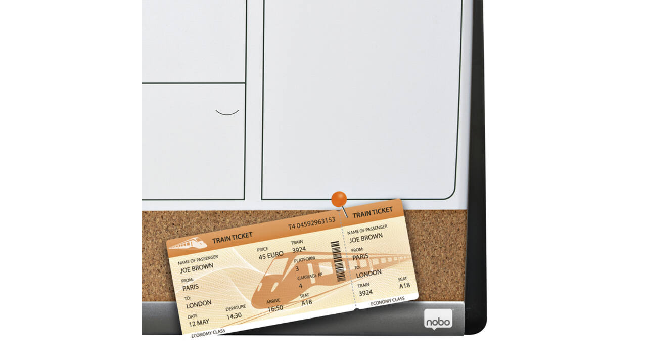 Whiteboard Nobo magnetische planner met prikbord van kurk 58,5x43cm