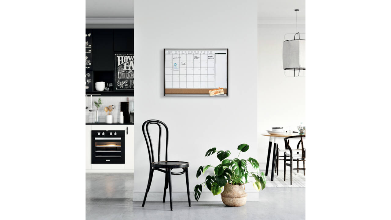 Whiteboard Nobo magnetische planner met prikbord van kurk 58,5x43cm