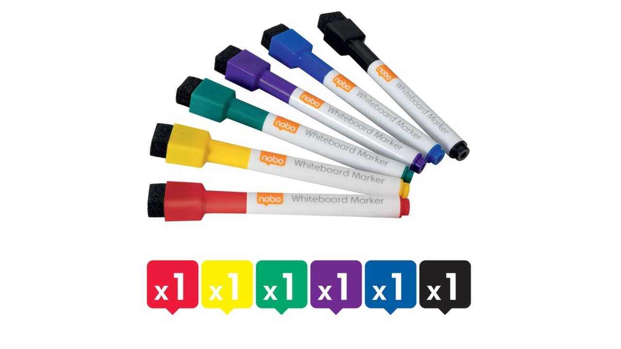 Whiteboardmarker Nobo mini assorti 6 stuks