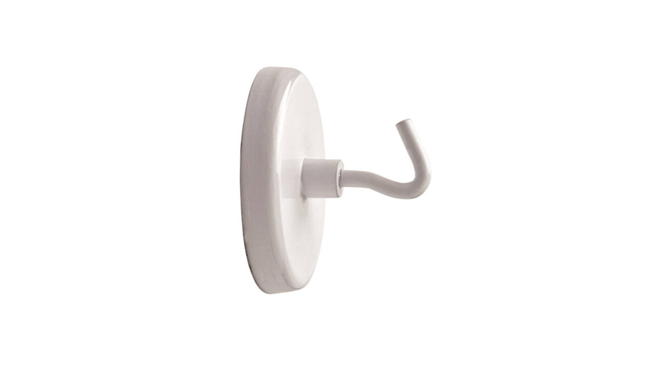 Magneet met haak MAUL 47mm trekkracht 12kg wit 5 stuks