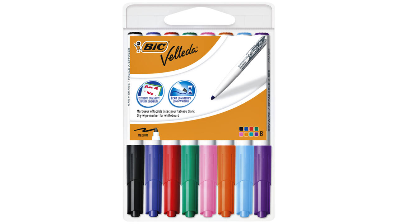 Whiteboardmarker Bic Velleda 1748 rond medium assorti blister à 8st