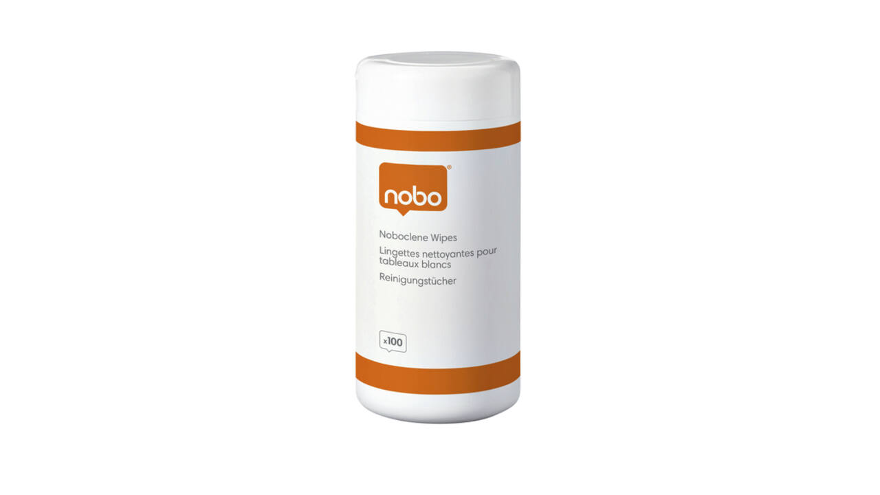 Whiteboard reinigingsdoekjes Nobo pot met 100 stuks