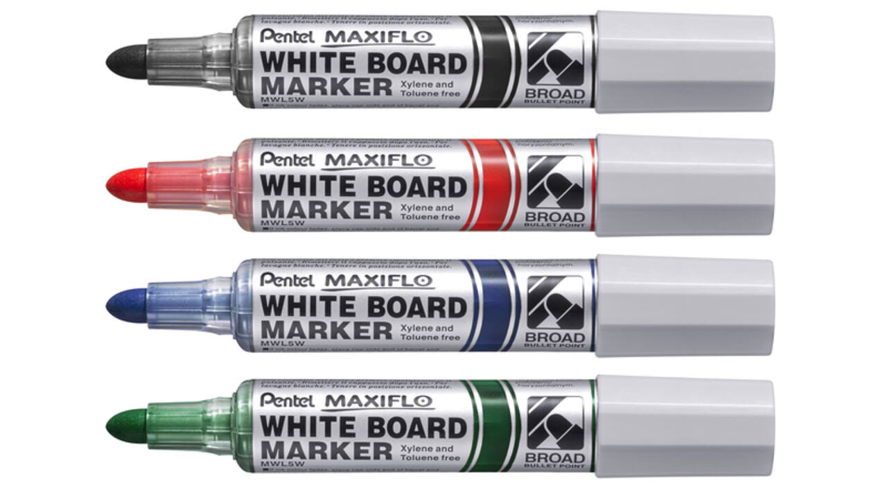 Whiteboardmarker Pentel MWL5M Maxiflo rond 3mm blauw