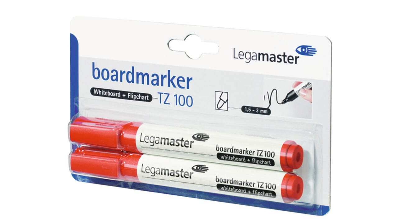 Whiteboardmarker Legamaster TZ 100 rond 1.5-3mm rood blister à 2 stuks