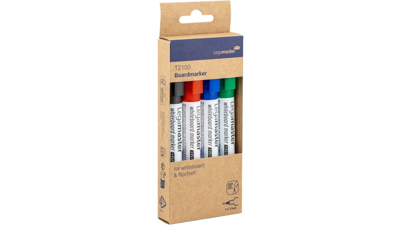 Whiteboardmarker Legamaster TZ 100 rond 1.5-3mm assorti blister à 4st