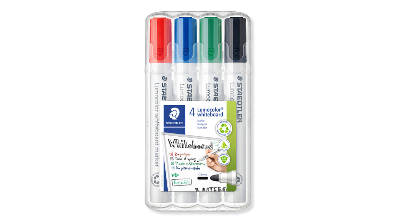 Whiteboardmarker Staedtler Lumocolor 351 standaard assorti 4 stuks