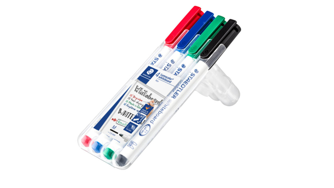 Whiteboardmarker Staedtler 301 rond assorti 1mm 4stuks