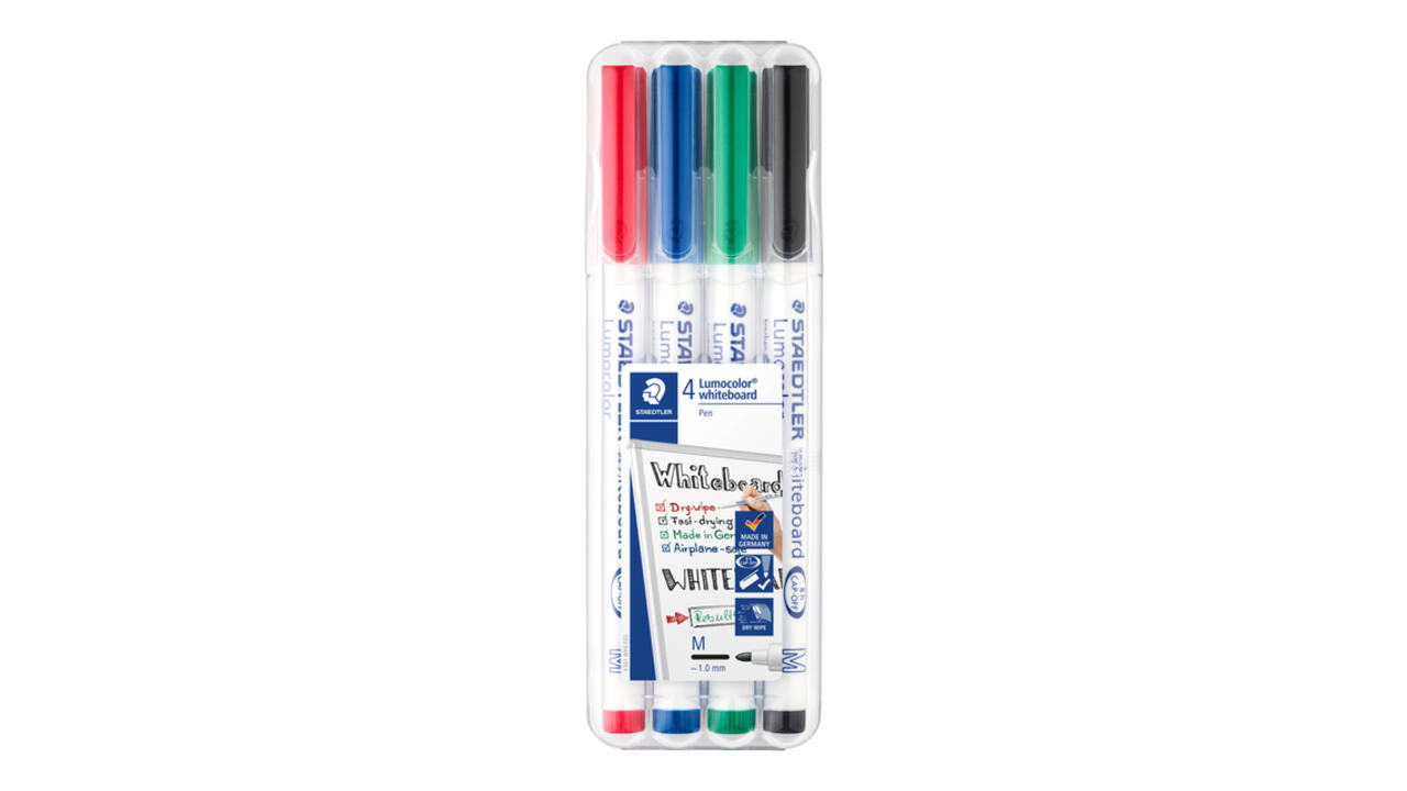 Whiteboardmarker Staedtler 301 rond assorti 1mm 4stuks