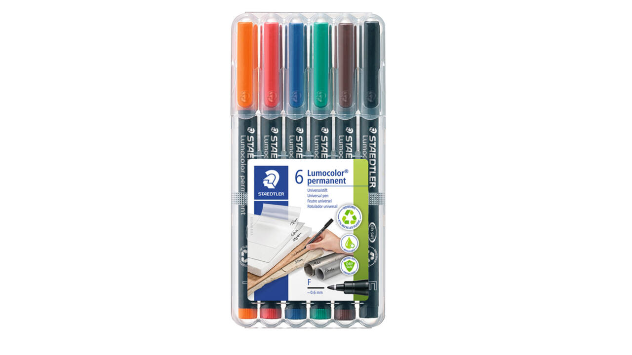 Viltstift Staedtler Lumocolor 318 permanent F set à 6 stuks assorti