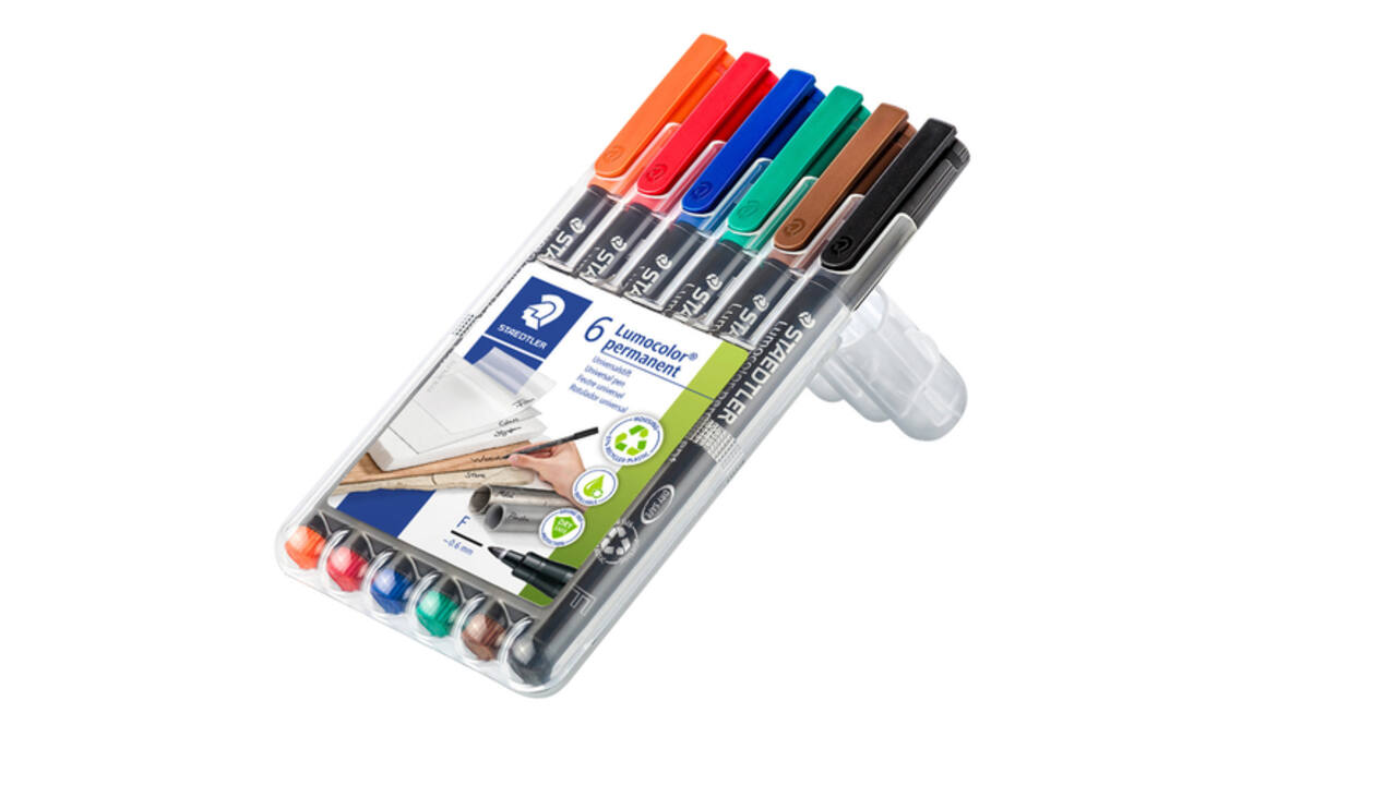 Viltstift Staedtler Lumocolor 318 permanent F set à 6 stuks assorti