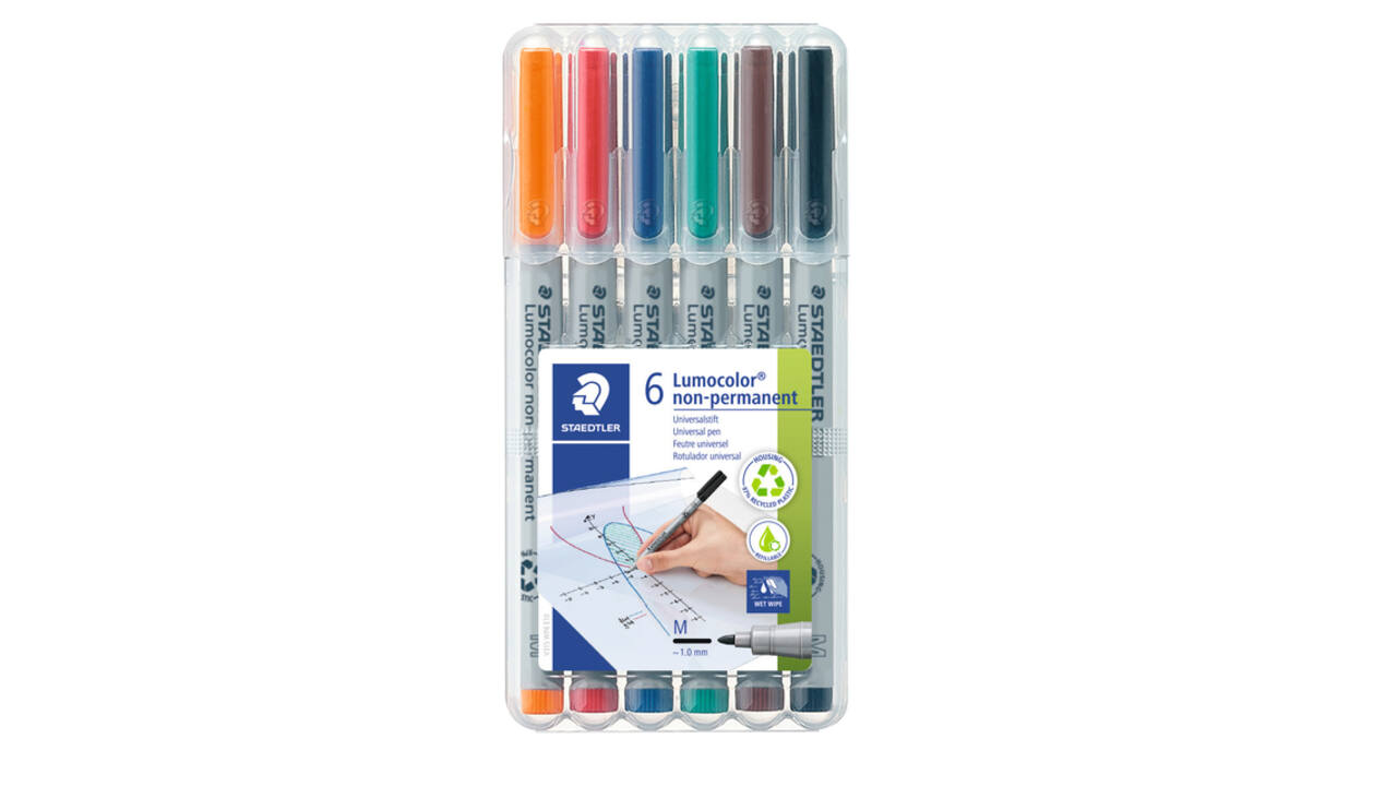 Viltstift Staedtler Lumocolor 315 non permanent medium assorti 6 stuks