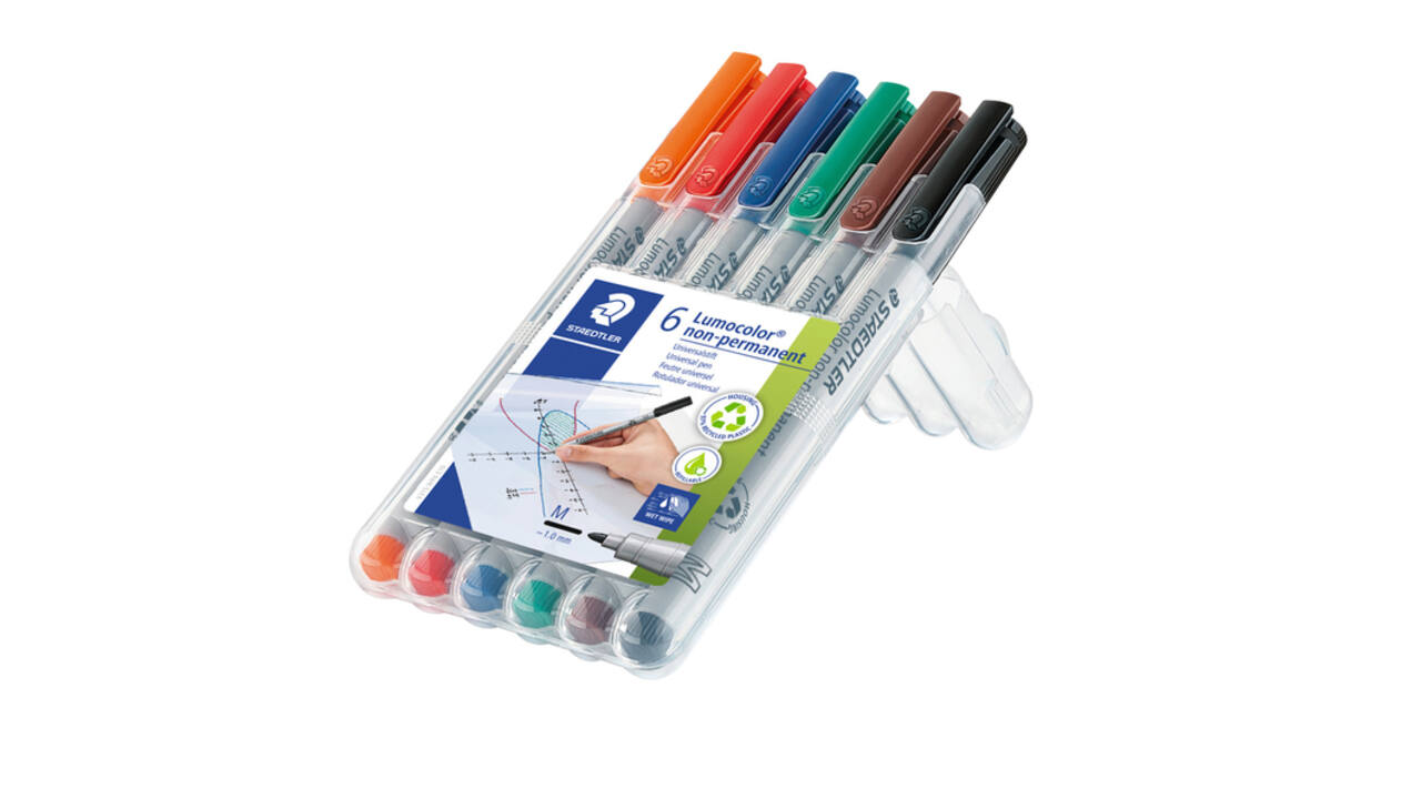 Viltstift Staedtler Lumocolor 315 non permanent medium assorti 6 stuks