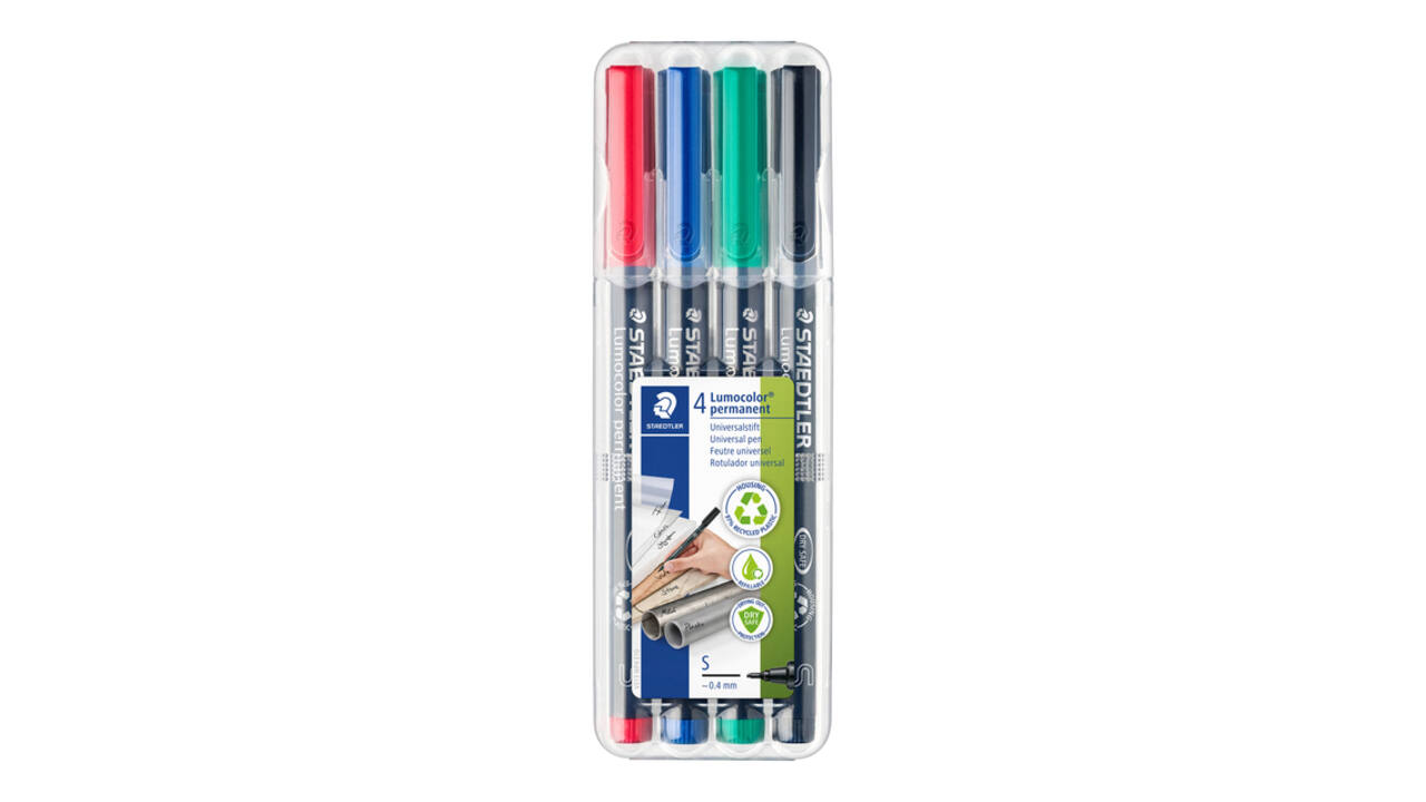 Viltstift Staedtler Lumocolor 313 permanent S set à 4 stuks assorti