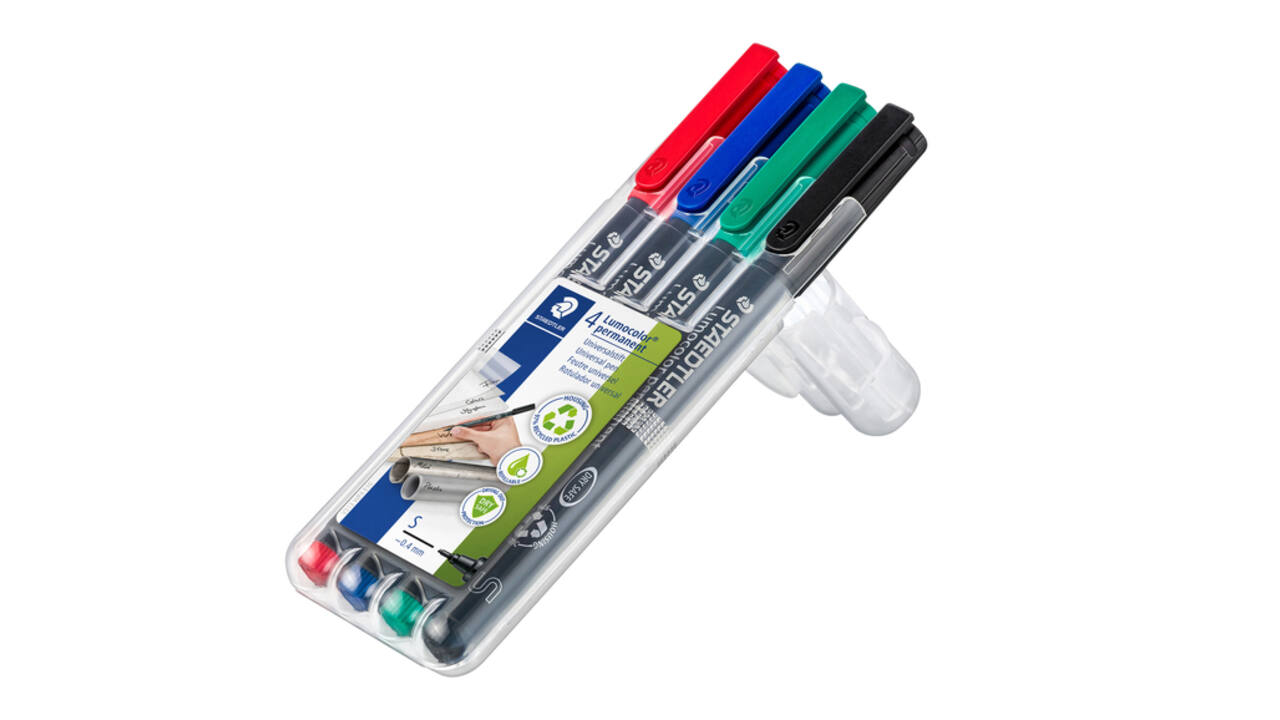 Viltstift Staedtler Lumocolor 313 permanent S set à 4 stuks assorti