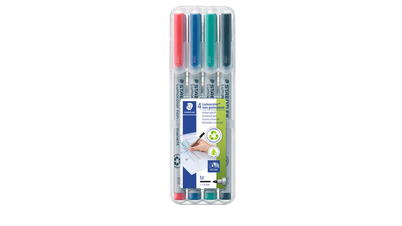 Viltstift Staedtler Lumocolor 315 non permanent M assorti 4 stuks