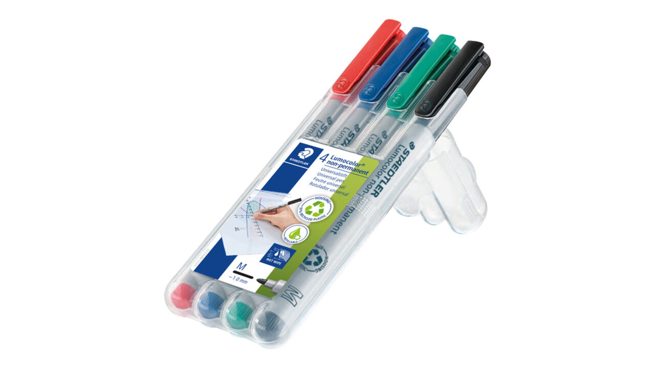 Viltstift Staedtler Lumocolor 315 non permanent M assorti 4 stuks