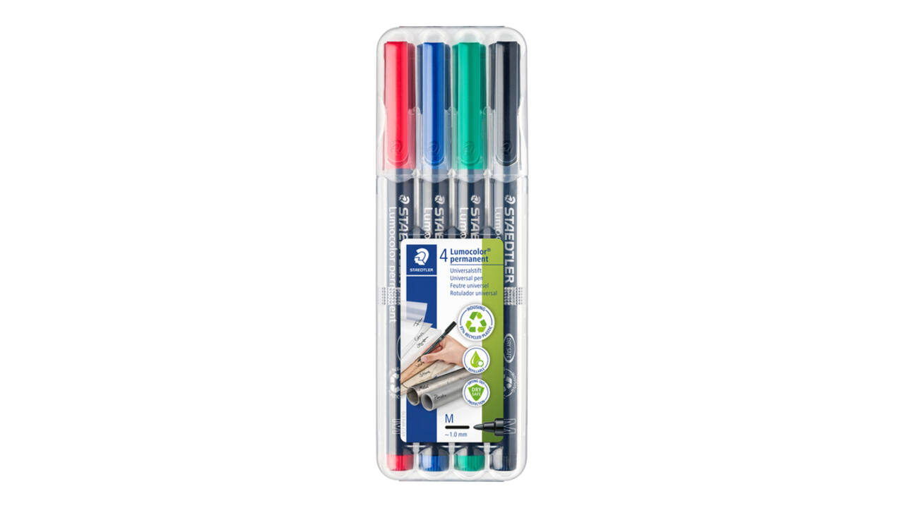 Viltstift Staedtler Lumocolor 317 permanent M set à 3 +1 stuk gratis