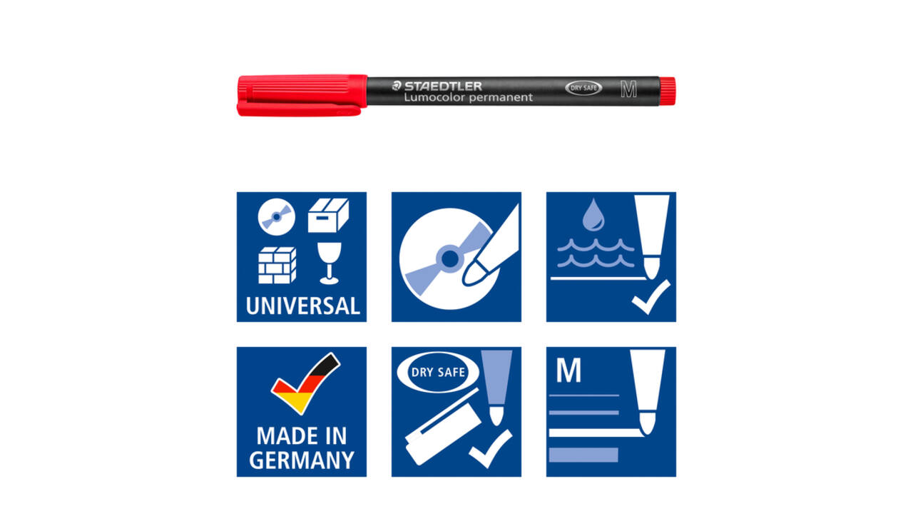 Viltstift Staedtler Lumocolor 317 permanent M set à 3 +1 stuk gratis