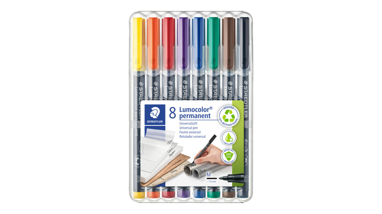 Viltstift Staedtler Lumocolor 317 permanent M set à 8 stuks