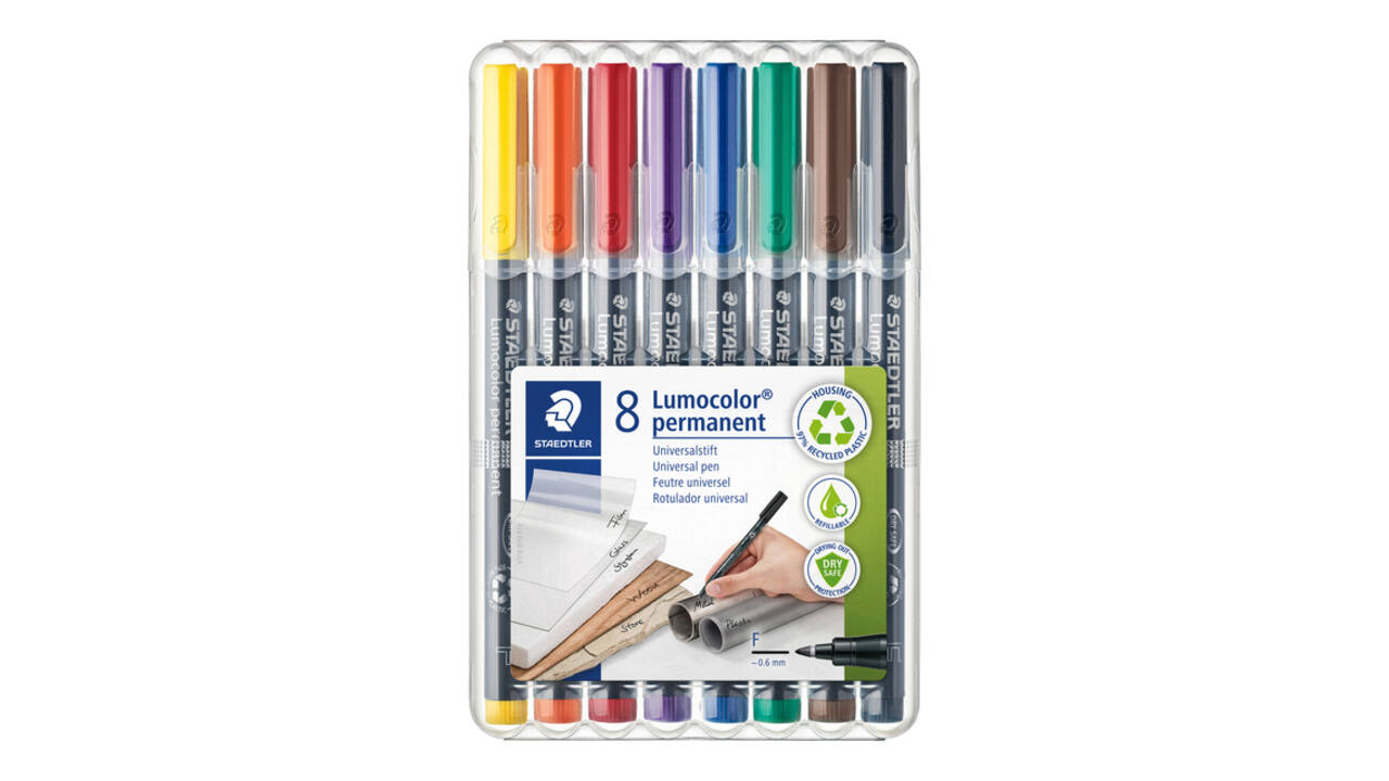 Viltstift Staedtler Lumocolor 318 permanent F set à 8 stuks assorti