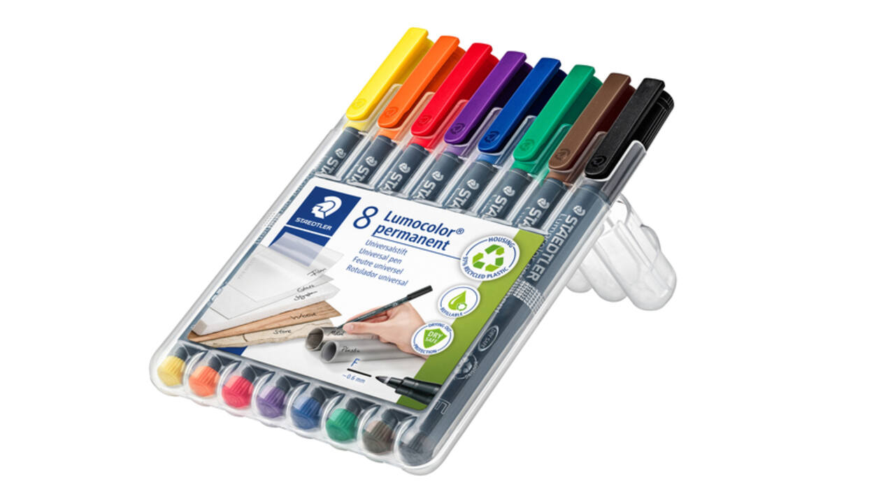 Viltstift Staedtler Lumocolor 318 permanent F set à 8 stuks assorti