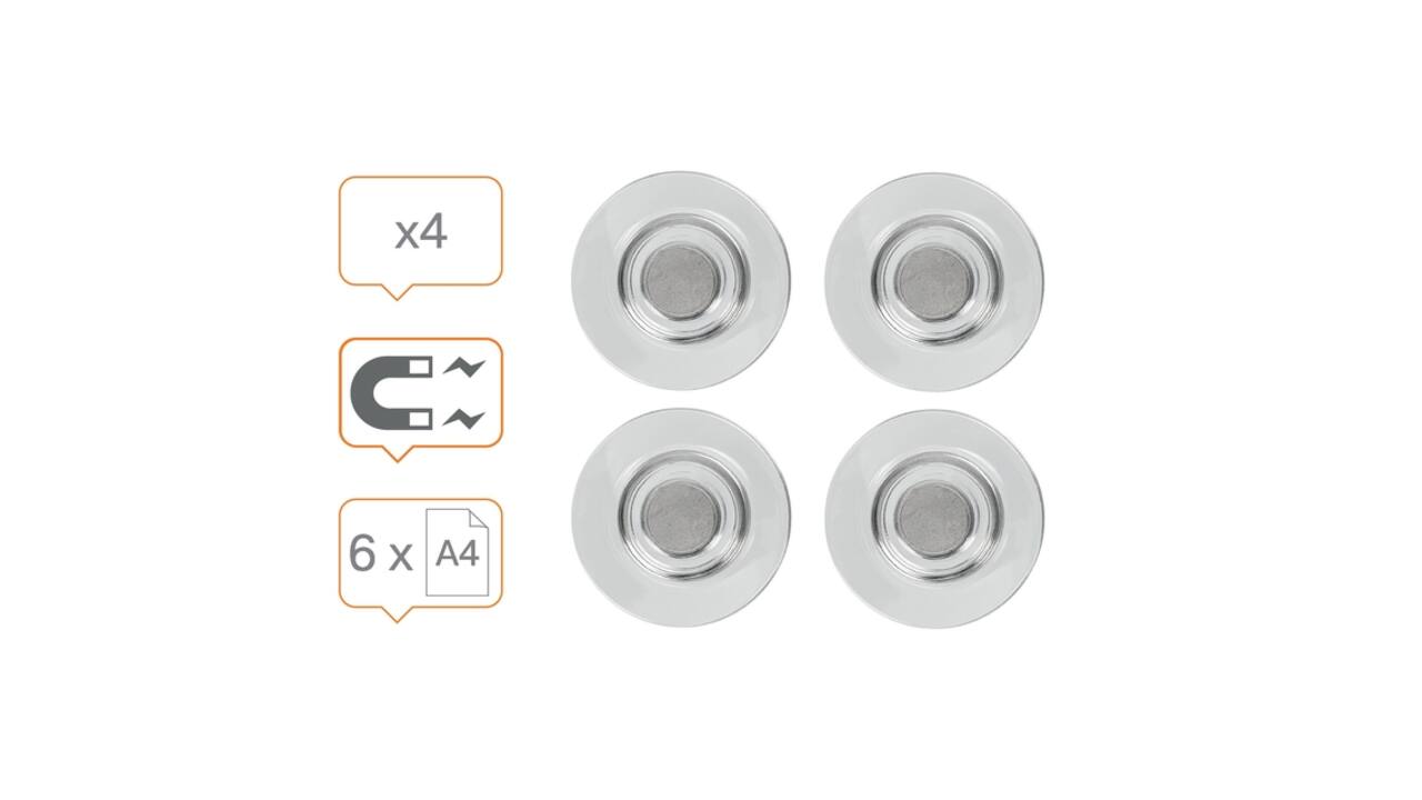 Glasbordmagneet Nobo extra sterk 32mm transparant 4 stuks