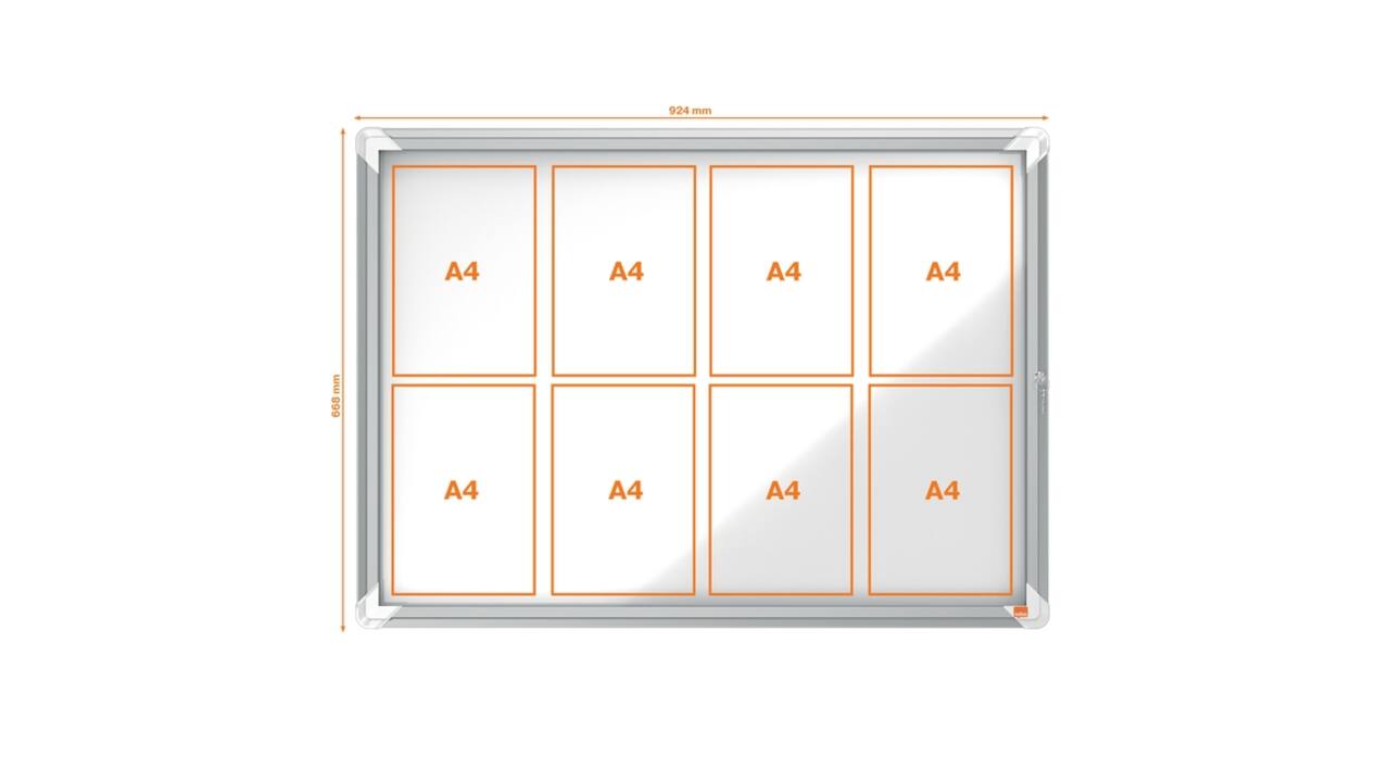 Binnenvitrine Nobo Premium Plus 8xA4 draaideur magnetisch