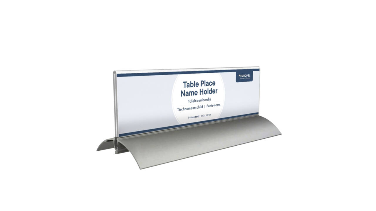 Tafelnaambord Europel 2 61x210mm acryl aluminium