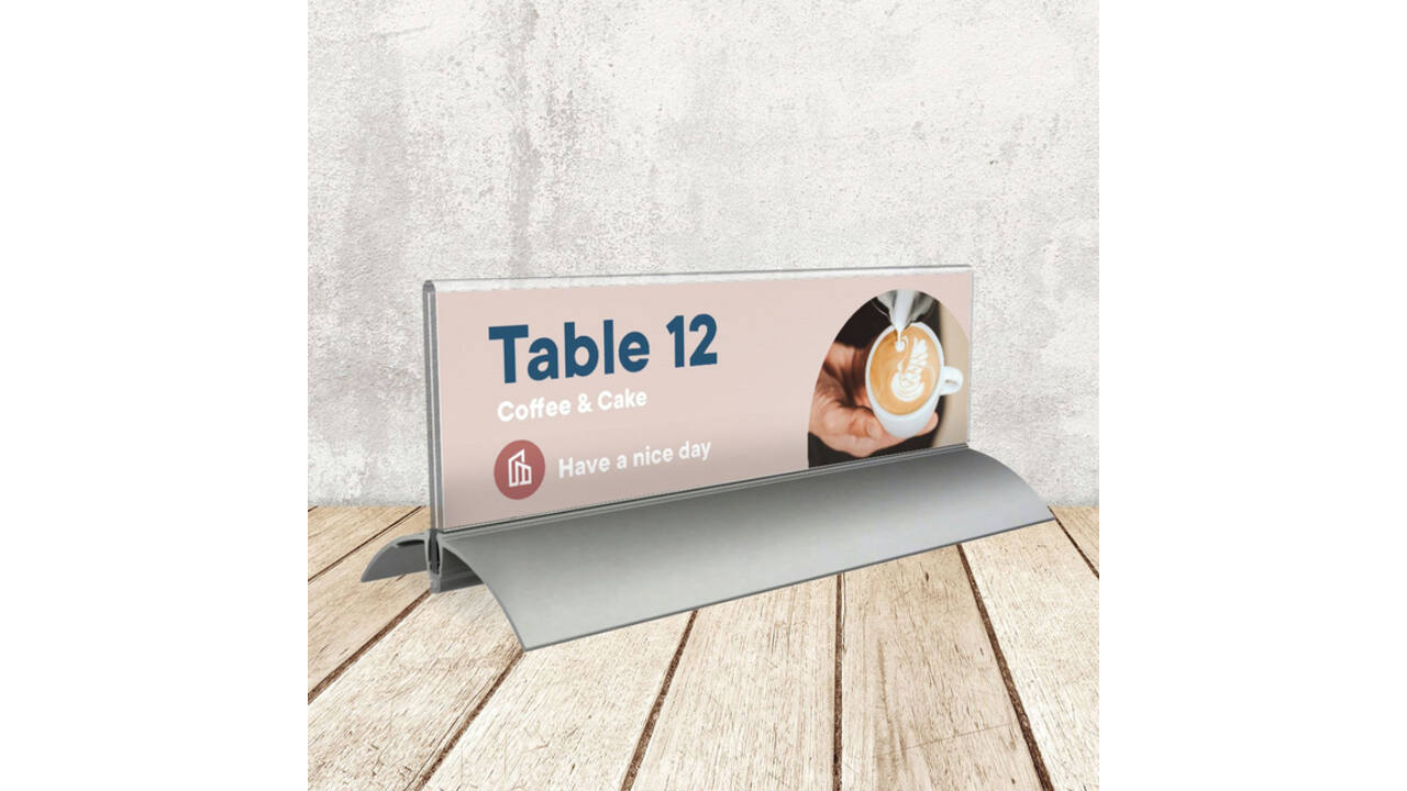 Tafelnaambord Europel 2 61x210mm acryl aluminium