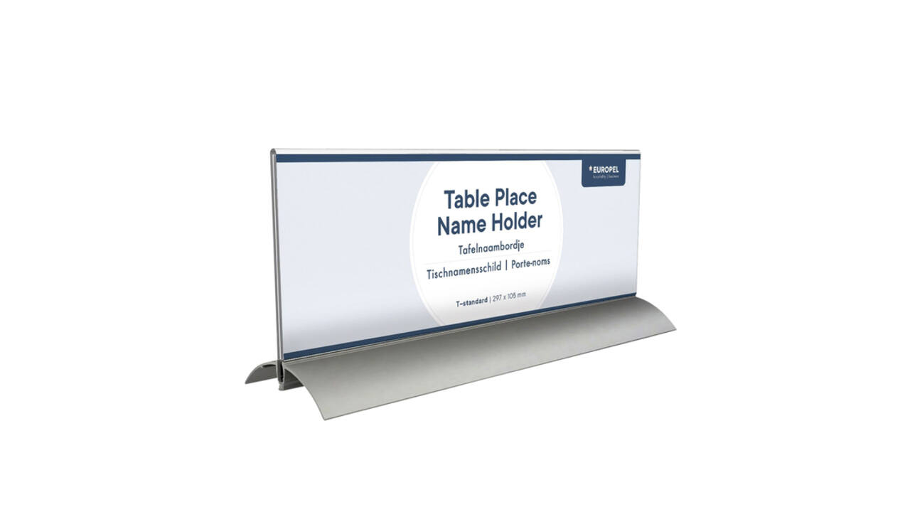 Tafelnaambord Europel 105x297mm acryl aluminium