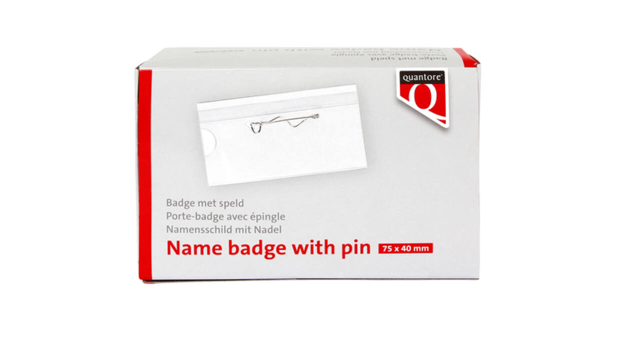 Badge Quantore met speld 40x75mm