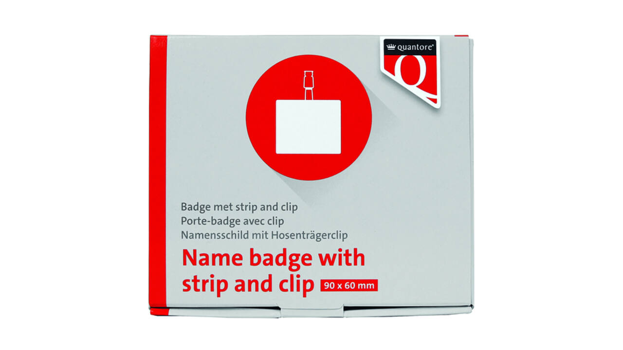 Badge Quantore met clip 60x90mm