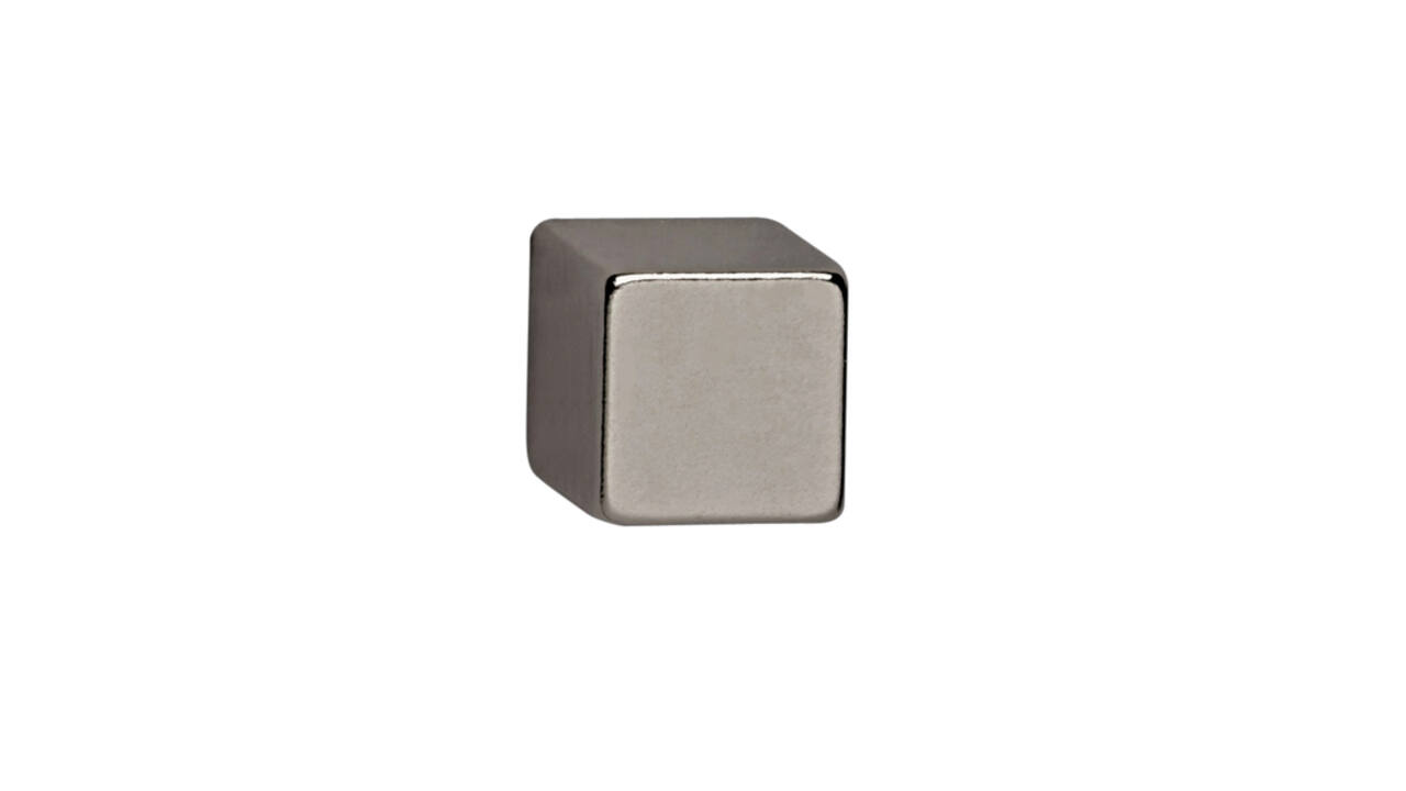 Magneet MAUL Neodymium kubus 10x10x10mm 3.8kg nikkel 4 stuks