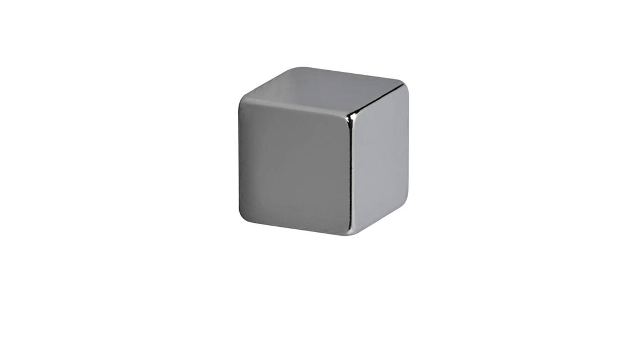 Magneet MAUL Neodymium kubus 10x10x10mm 3.8kg nikkel 4 stuks
