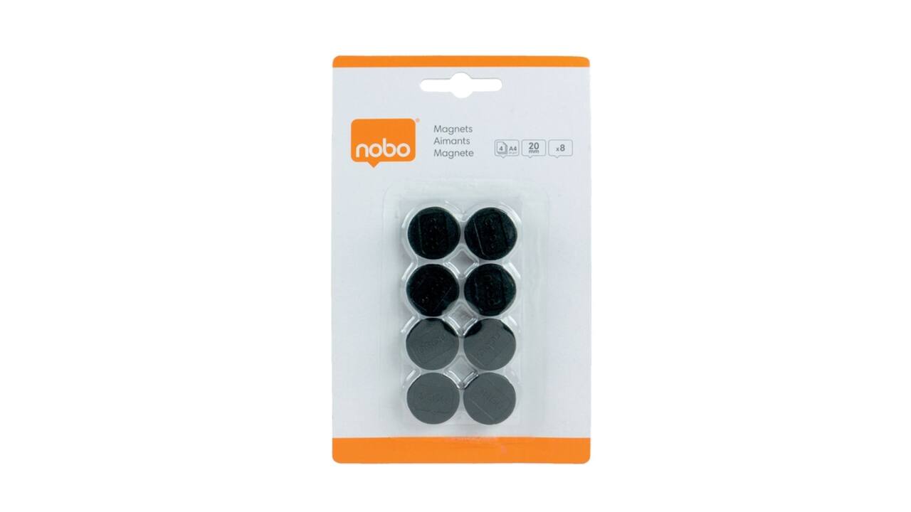 Magneet Nobo 20mm zwart 8 stuks