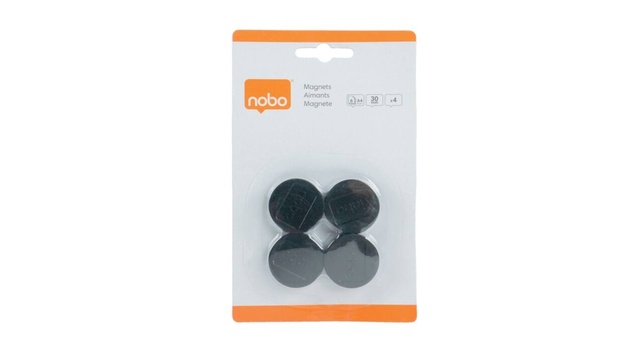 Magneet Nobo 30mm zwart 4 stuks