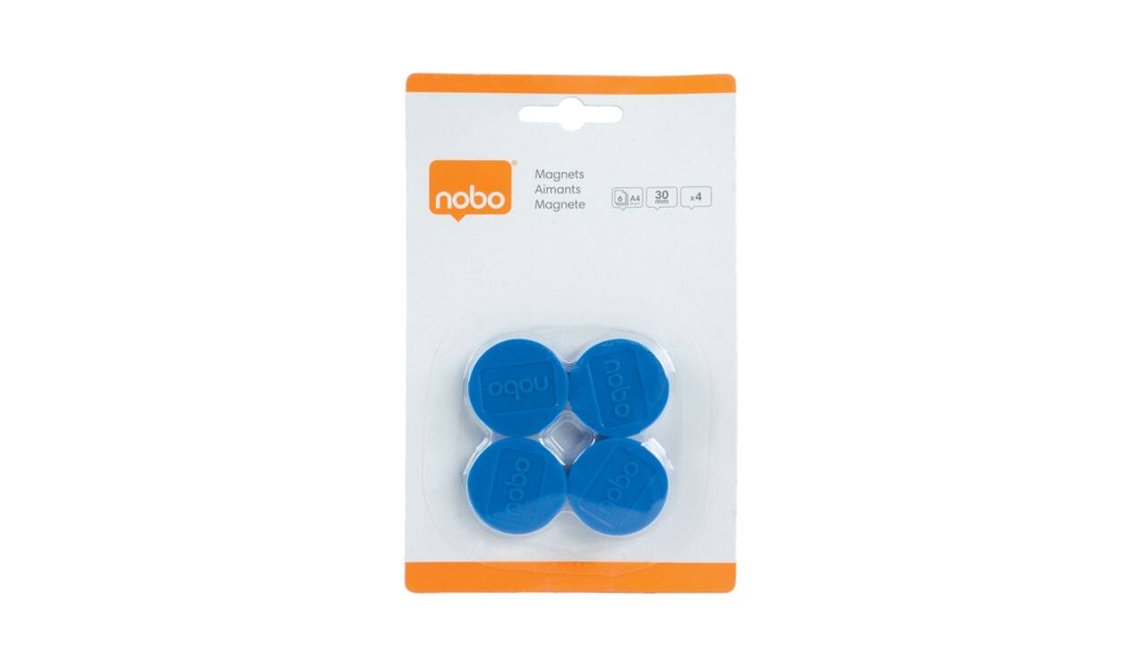 Magneet Nobo 30mm blauw 4 stuks