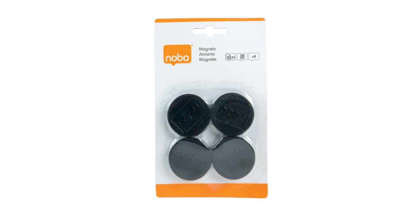 Magneet Nobo 38mm zwart 4 stuks