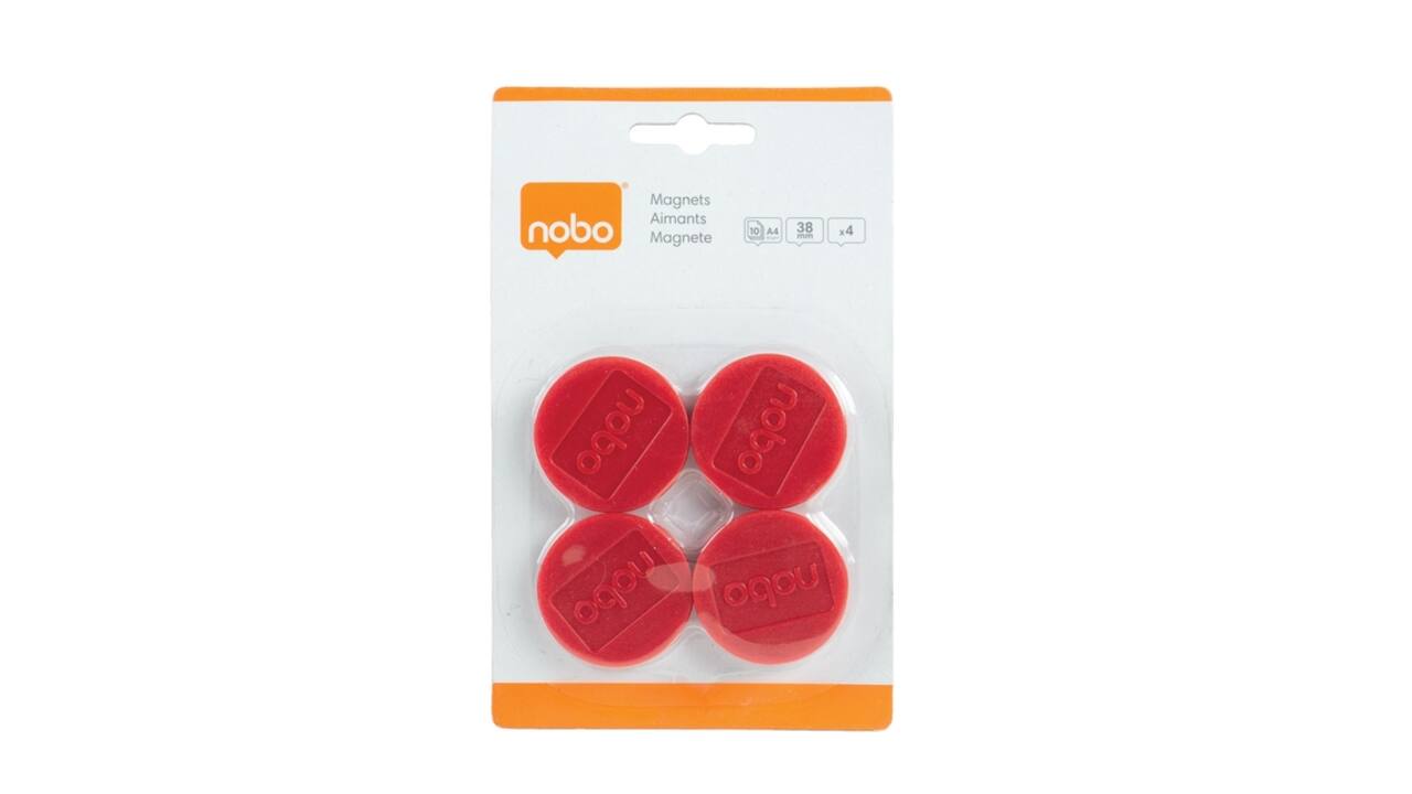 Magneet Nobo 38mm rood 4 stuks