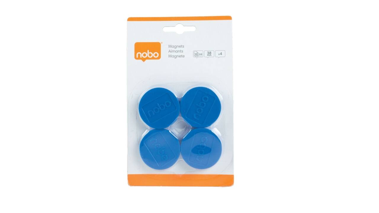 Magneet Nobo 38mm blauw 4 stuks