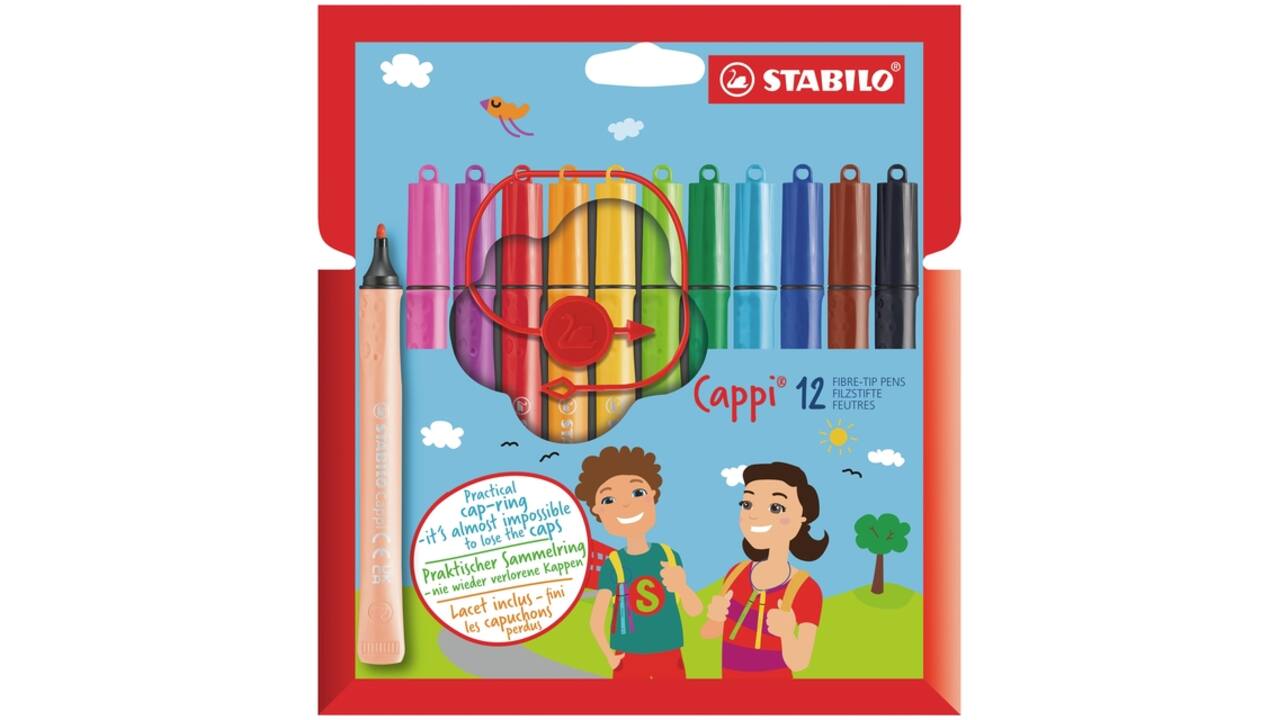 Viltstift STABILO Cappi 168/12 medium assorti etui à 12 stuks