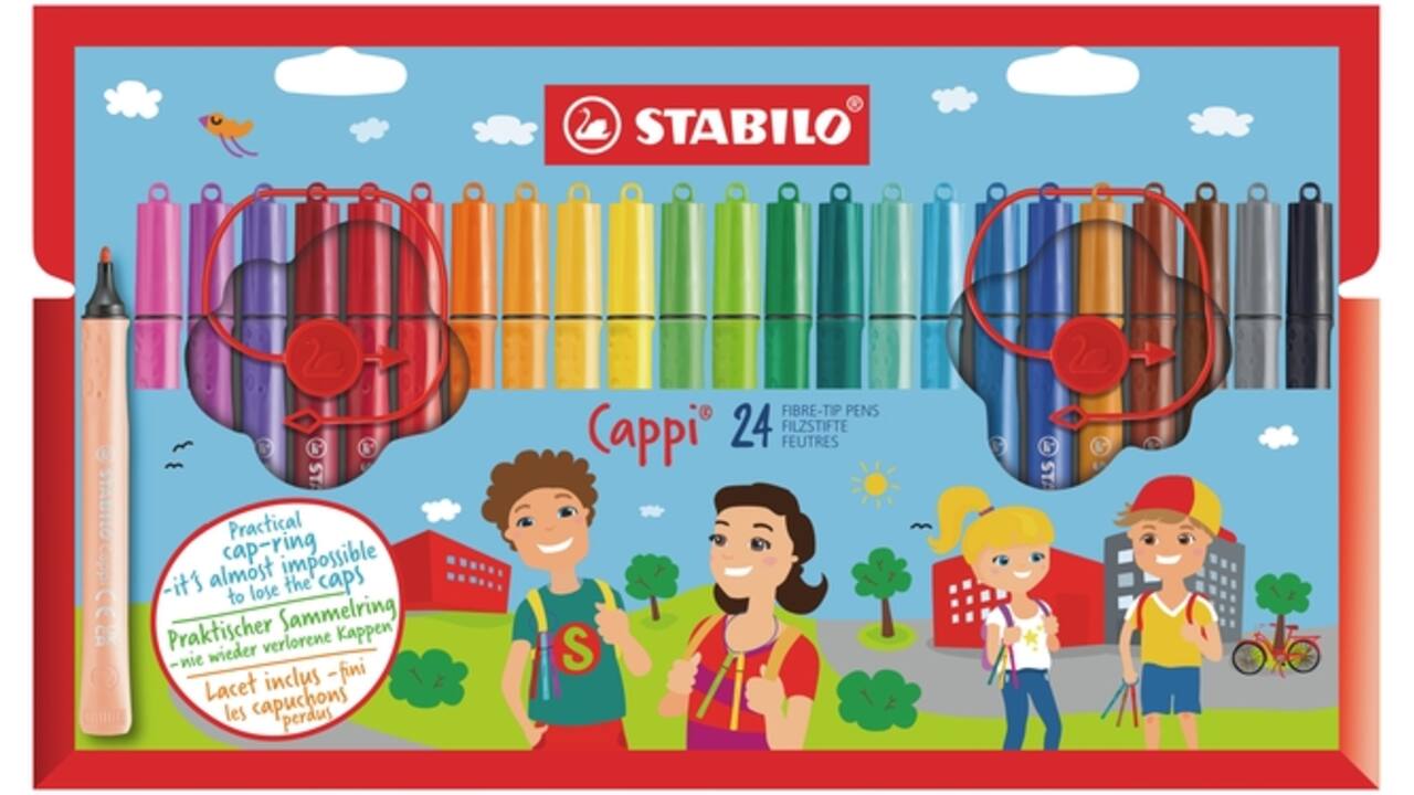 Viltstift STABILO Cappi 168/24 medium assorti etui à 24 stuks