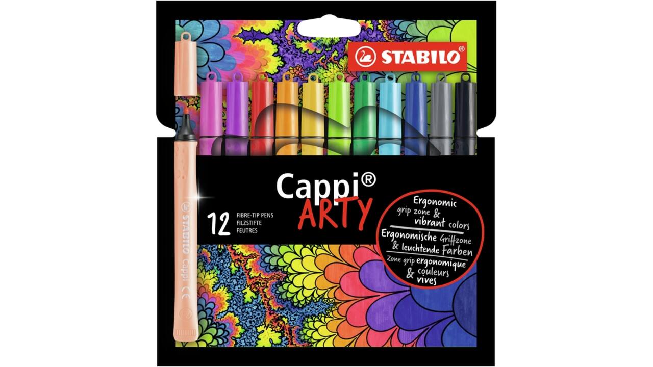 Viltstift STABILO Cappi 168/12 Arty medium assorti etui à 12 stuks
