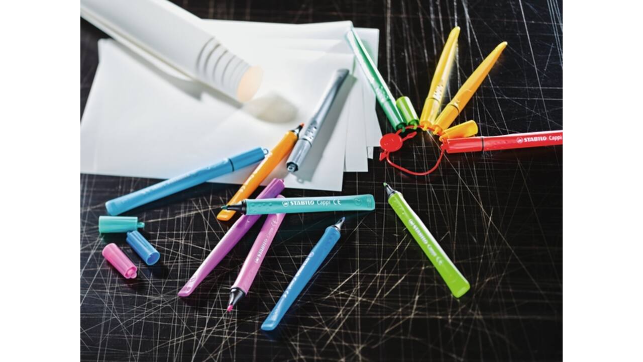 Viltstift STABILO Cappi 168/12 Arty medium assorti etui à 12 stuks