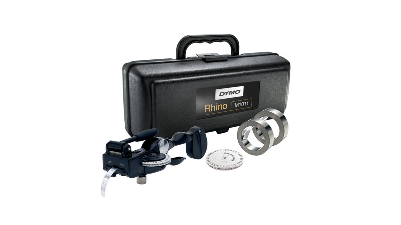 Lettertang Dymo Rhino M1011 embossing industrieel zwart in koffer