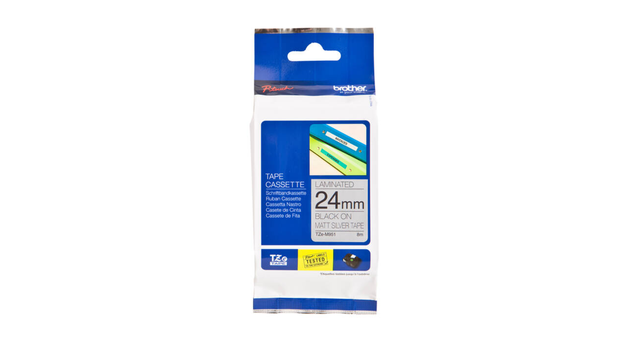 Labeltape Brother P-touch TZe-M951 metallic 24mm zwart op zilver
