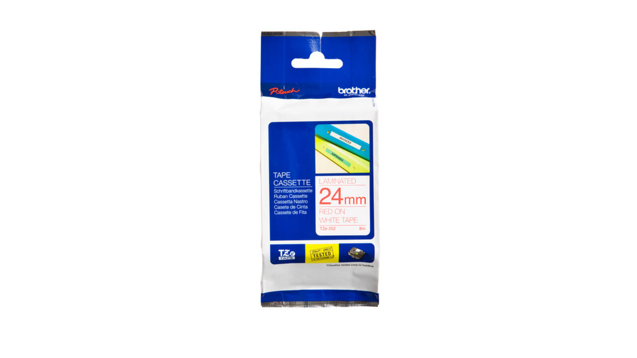 Labeltape Brother P-touch TZe-252 standaard 24mm rood op wit